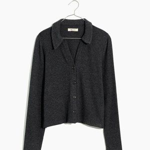 Madewell - Brushed Rib Polo Crop Cardigan - Size S - NWT